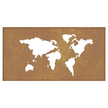 Decorazione Muro Giardino 105x55 cm Mappa Mondo Acciaio Corten - homemem39