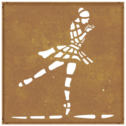 Decorazione Muro Giardino 55x55 cm Ballerina in Acciaio Corten - homemem39