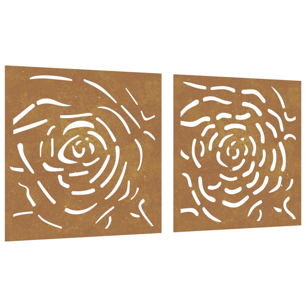 Decorazioni Muro Giardino 2 pz 55x55 cm Rosa in Acciaio Corten - homemem39