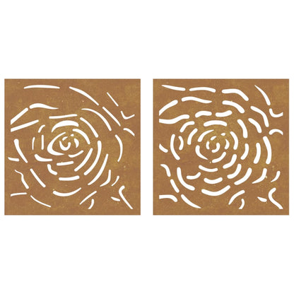 Decorazioni Muro Giardino 2 pz 55x55 cm Rosa in Acciaio Corten - homemem39