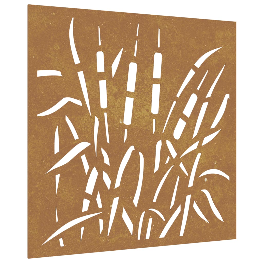 Decorazione Muro da Giardino 55x55 cm Erba in Acciaio Corten - homemem39