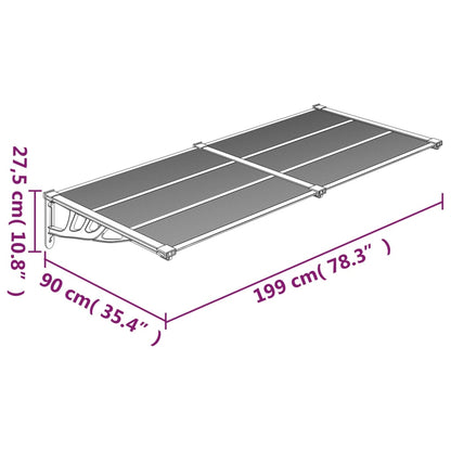 Tettoia per Porta Grigio e Trasparente 199x90 cm Policarbonato - homemem39