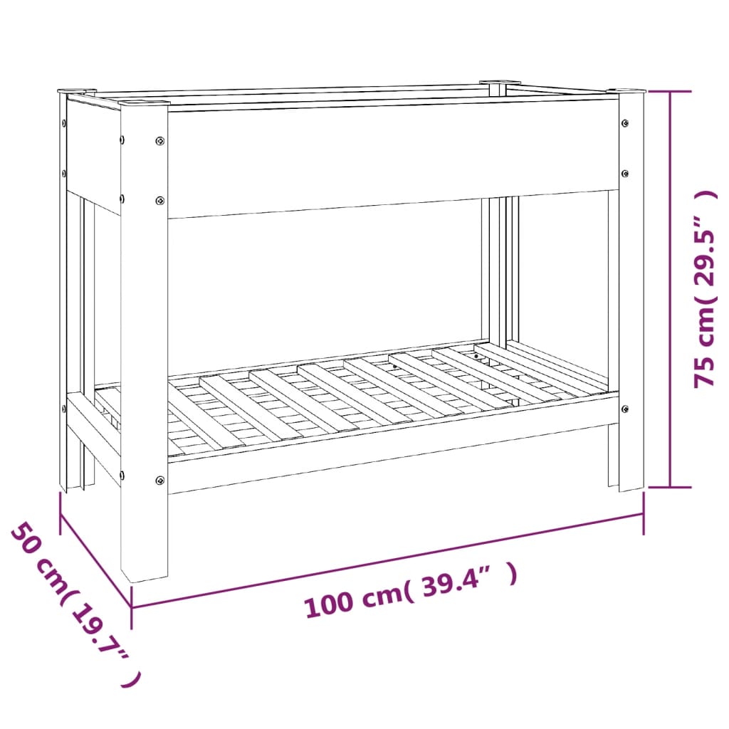 Fioriera Rialzata Giardino con Ripiano Grigia 100x50x75 cm WPC - homemem39