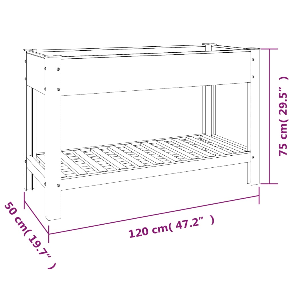 Fioriera Rialzata Giardino con Ripiano Grigia 120x50x75 cm WPC - homemem39