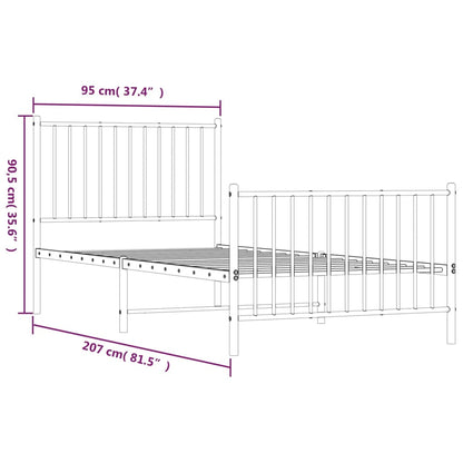 Giroletto con Testiera e Pediera Metallo Nero 90x200 cm - homemem39