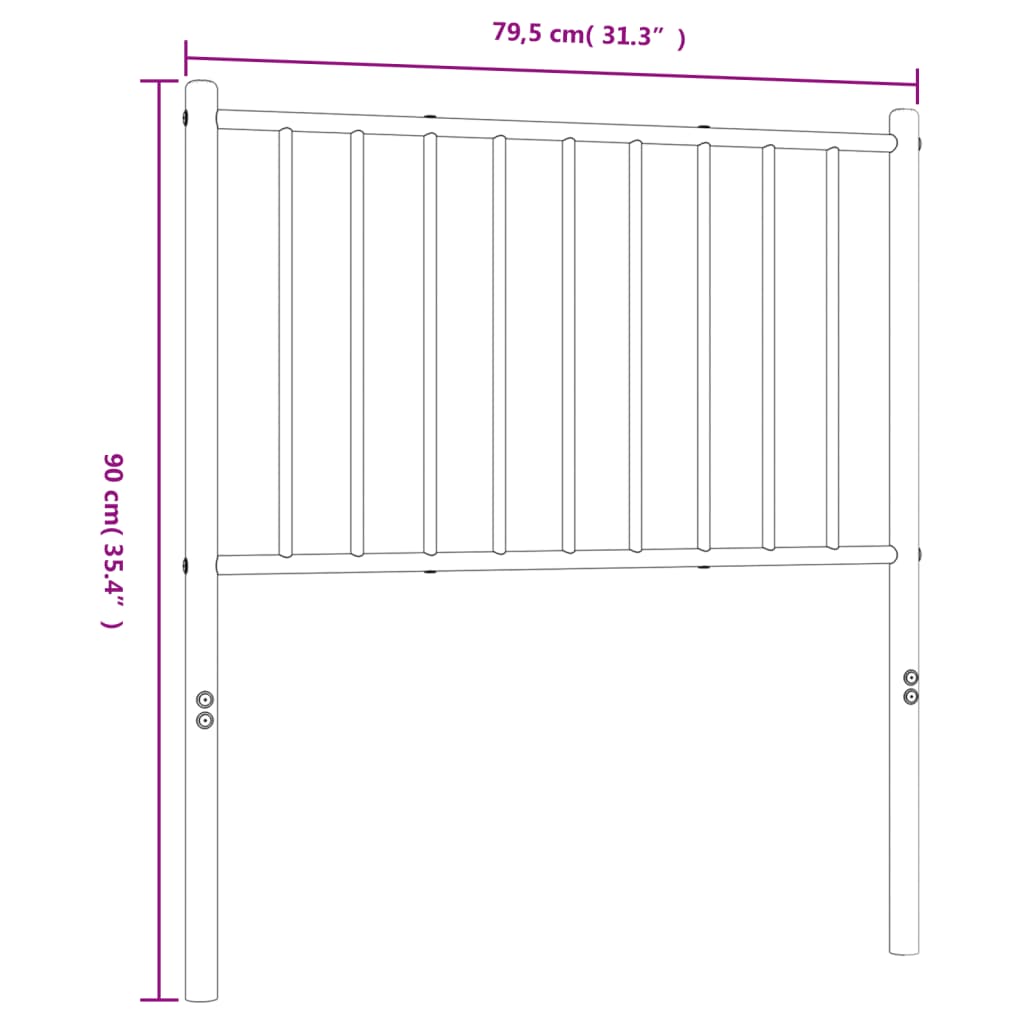 Testiera in Metallo Nero 75 cm - homemem39