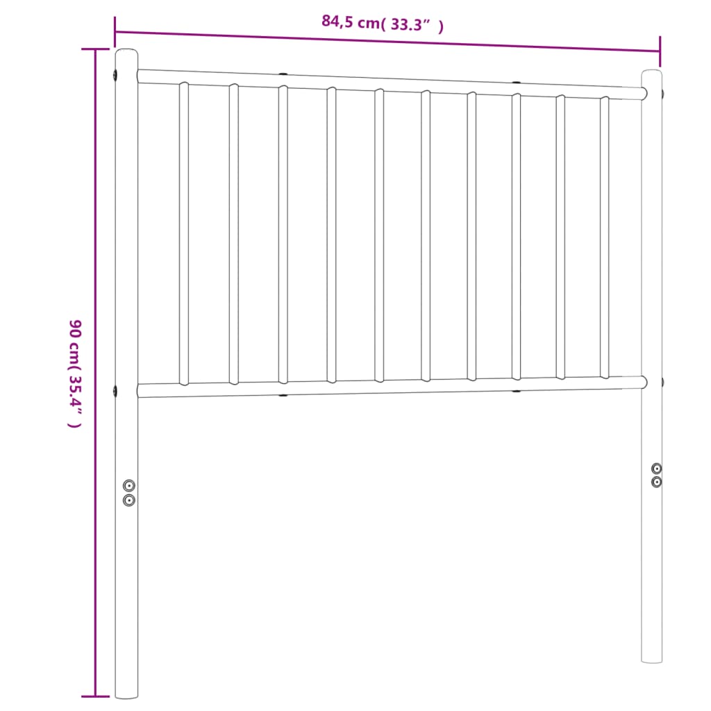 Testiera in Metallo Nero 80 cm - homemem39