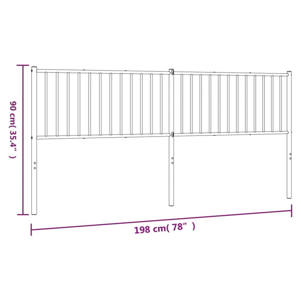 Testiera in Metallo Nero 193 cm - homemem39