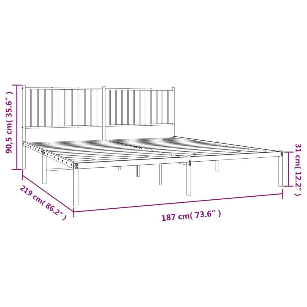 Giroletto con Testiera Metallo Bianco 183x213 cm - homemem39