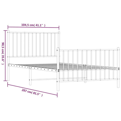 Giroletto con Testiera e Pediera Metallo Bianco 100x200 cm - homemem39