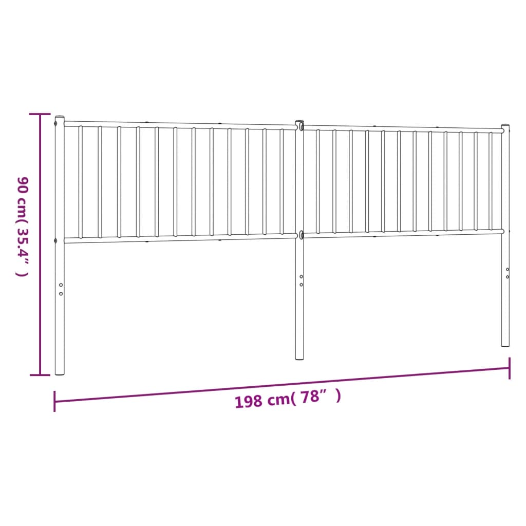 Testiera in Metallo Bianco 193 cm - homemem39