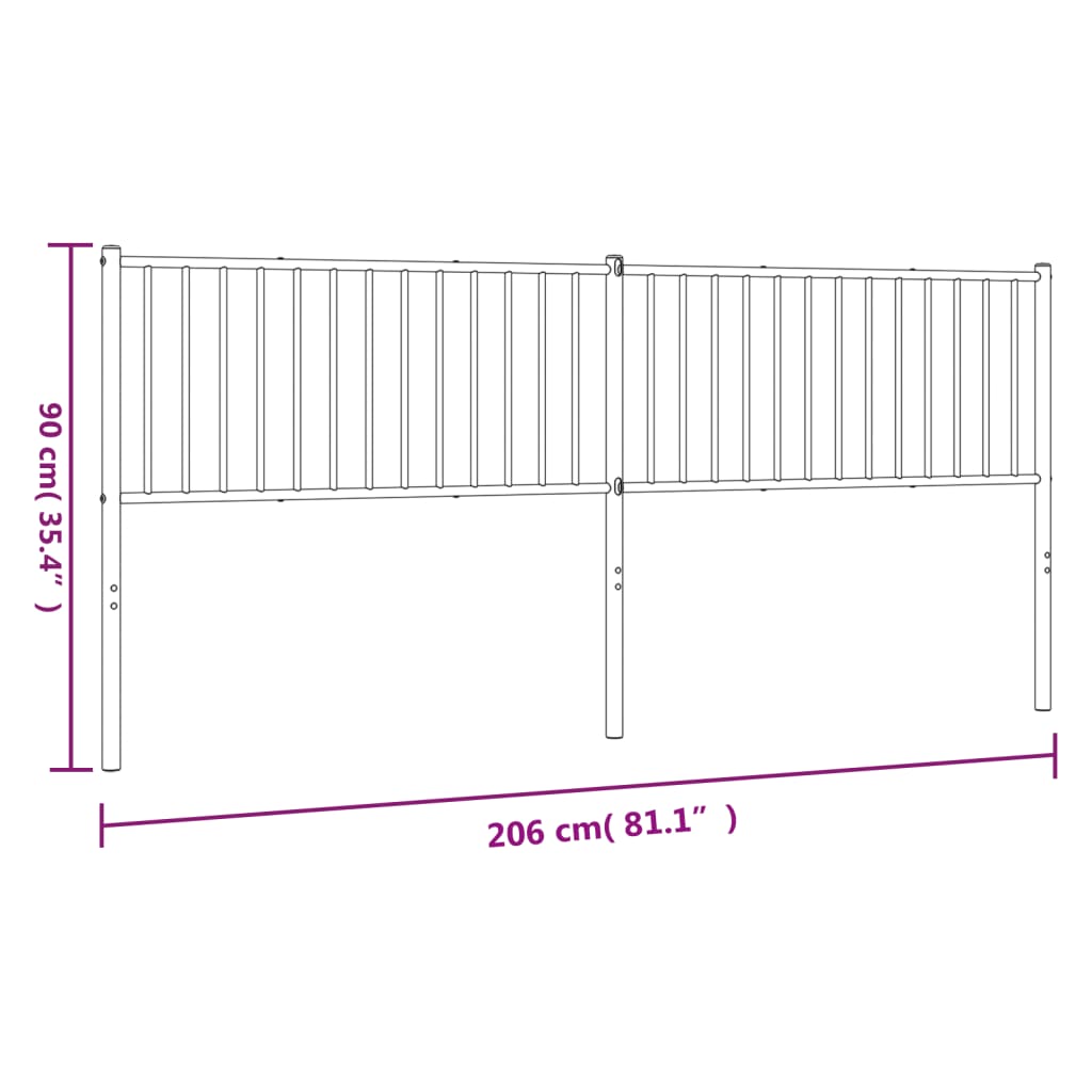 Testiera in Metallo Bianco 200 cm - homemem39