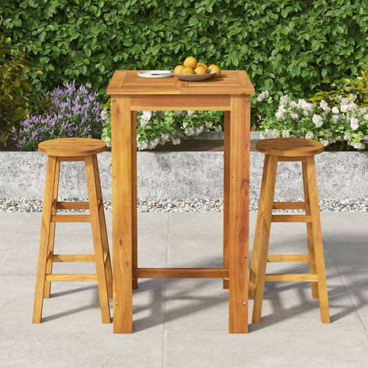 Set da Pranzo per Giardino 3 pz in Legno Massello di Acacia - homemem39