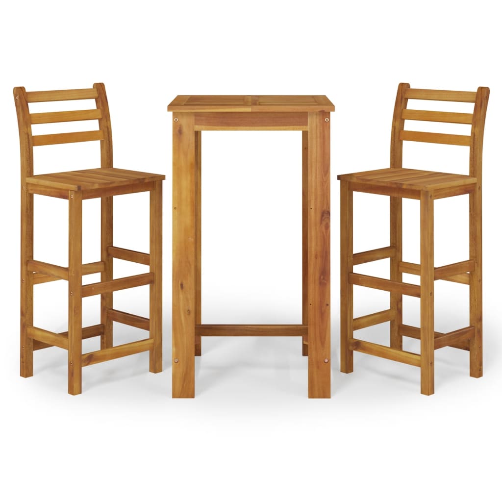 Set da Pranzo per Giardino 3 pz in Legno Massello di Acacia - homemem39