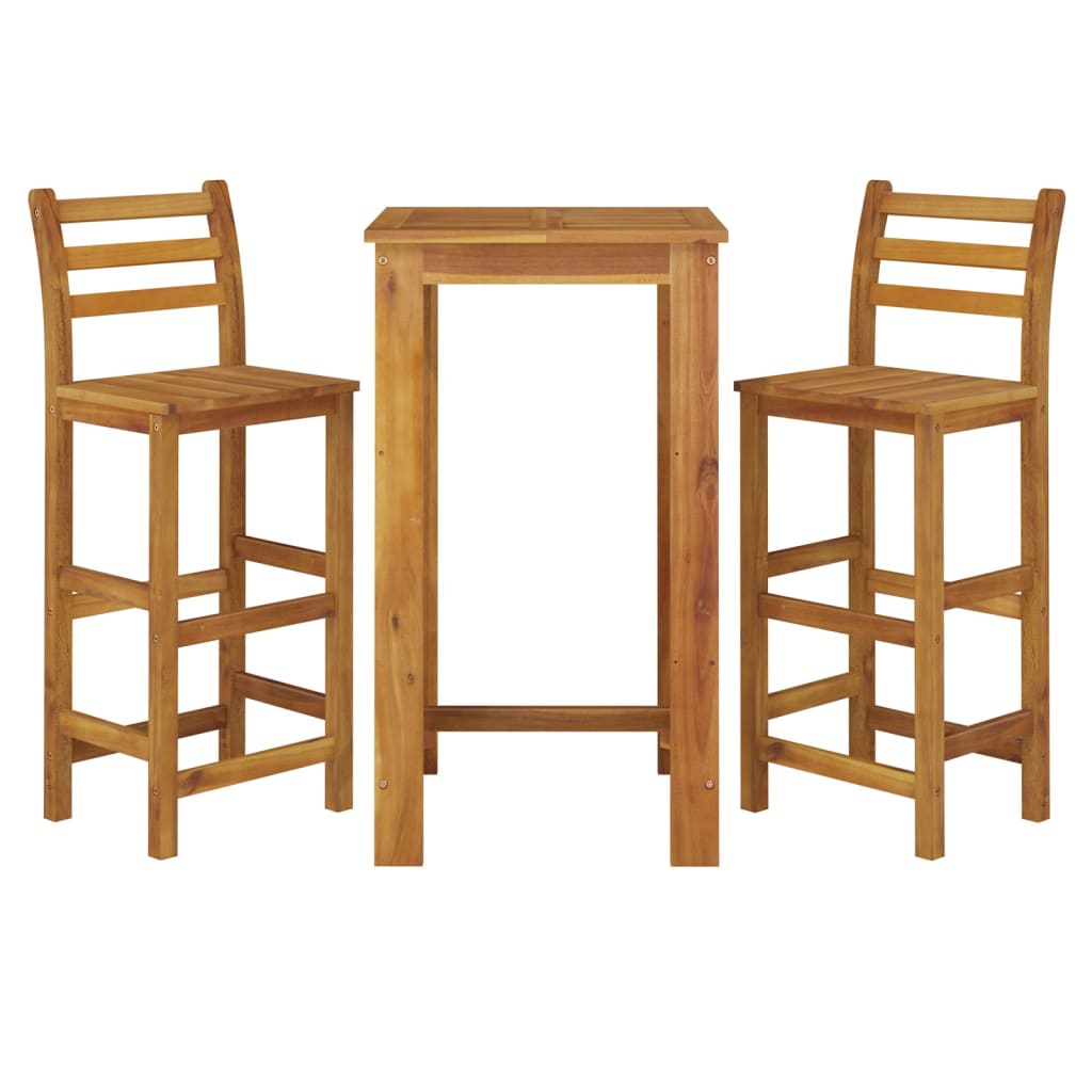 Set da Pranzo per Giardino 3 pz in Legno Massello di Acacia - homemem39