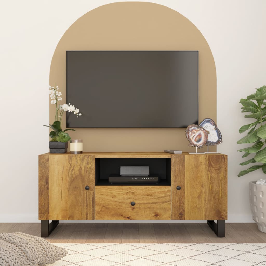 Mobile TV 105x33,5x46cm Legno Massello Mango Legno Multistrato - homemem39