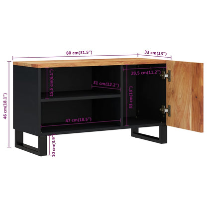 Mobile TV 80x33x46cm Legno Massello Acacia e Legno Multistrato - homemem39