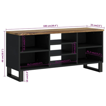 Mobile TV 100x33x46cm Legno Massello Mango e Legno Multistrato - homemem39