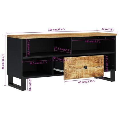 Mobile TV 100x33x46cm Legno Massello Mango e Legno Multistrato - homemem39