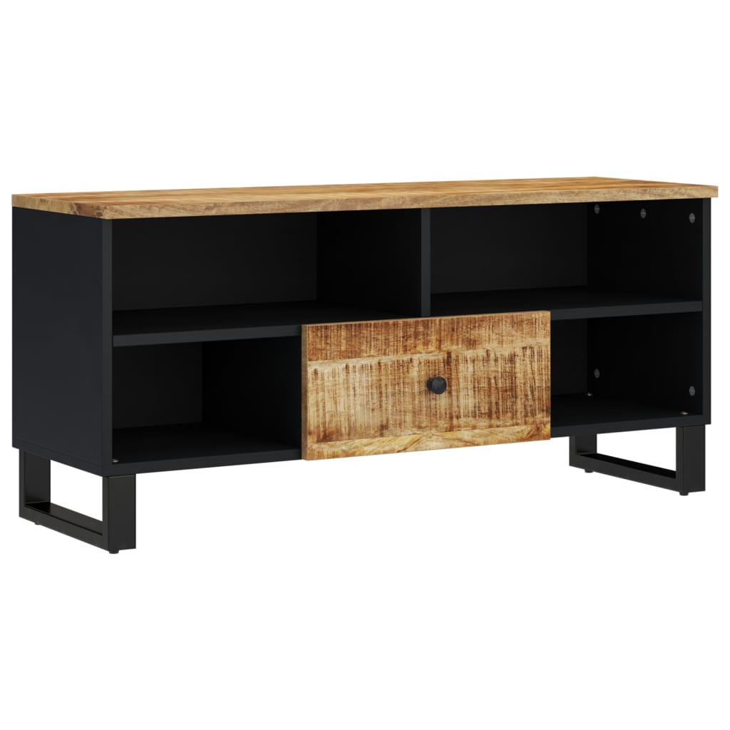 Mobile TV 100x33x46cm Legno Massello Mango e Legno Multistrato - homemem39