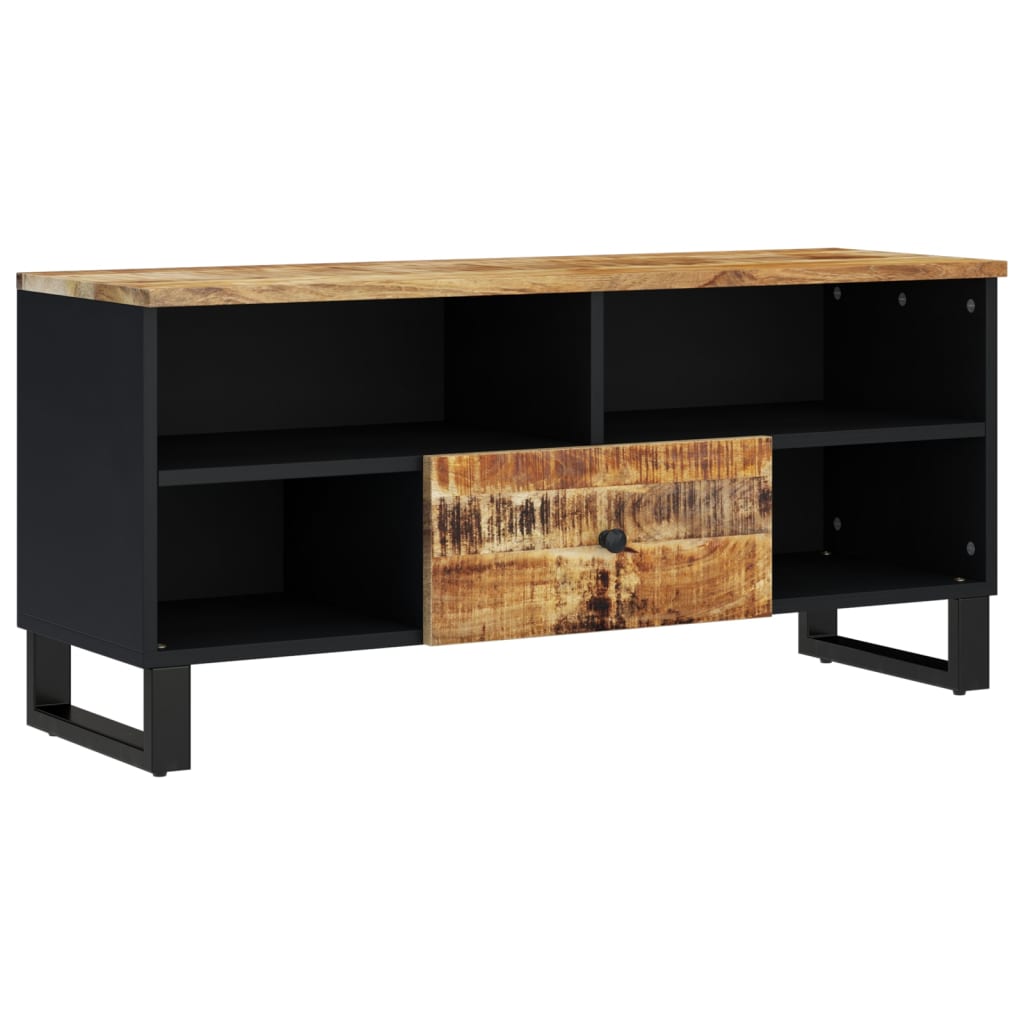 Mobile TV 100x33x46cm Legno Massello Mango e Legno Multistrato - homemem39