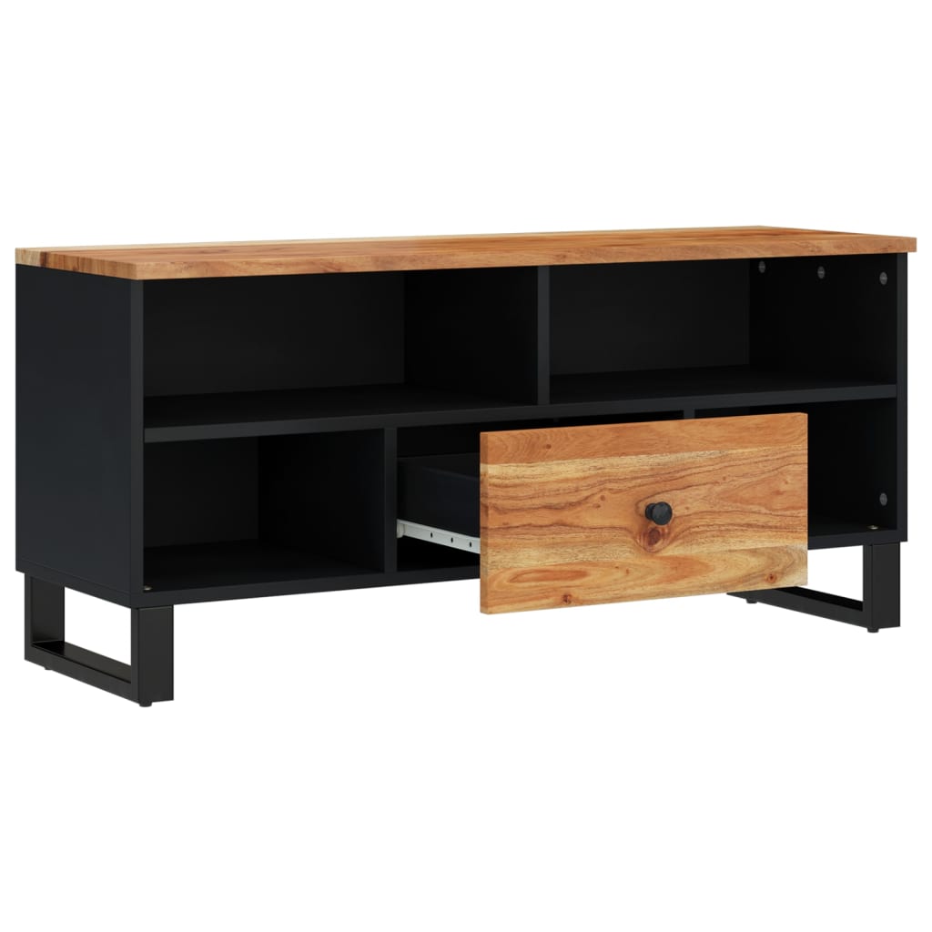 Mobile TV 100x33x46cm Legno Massello Acacia e Legno Multistrato - homemem39