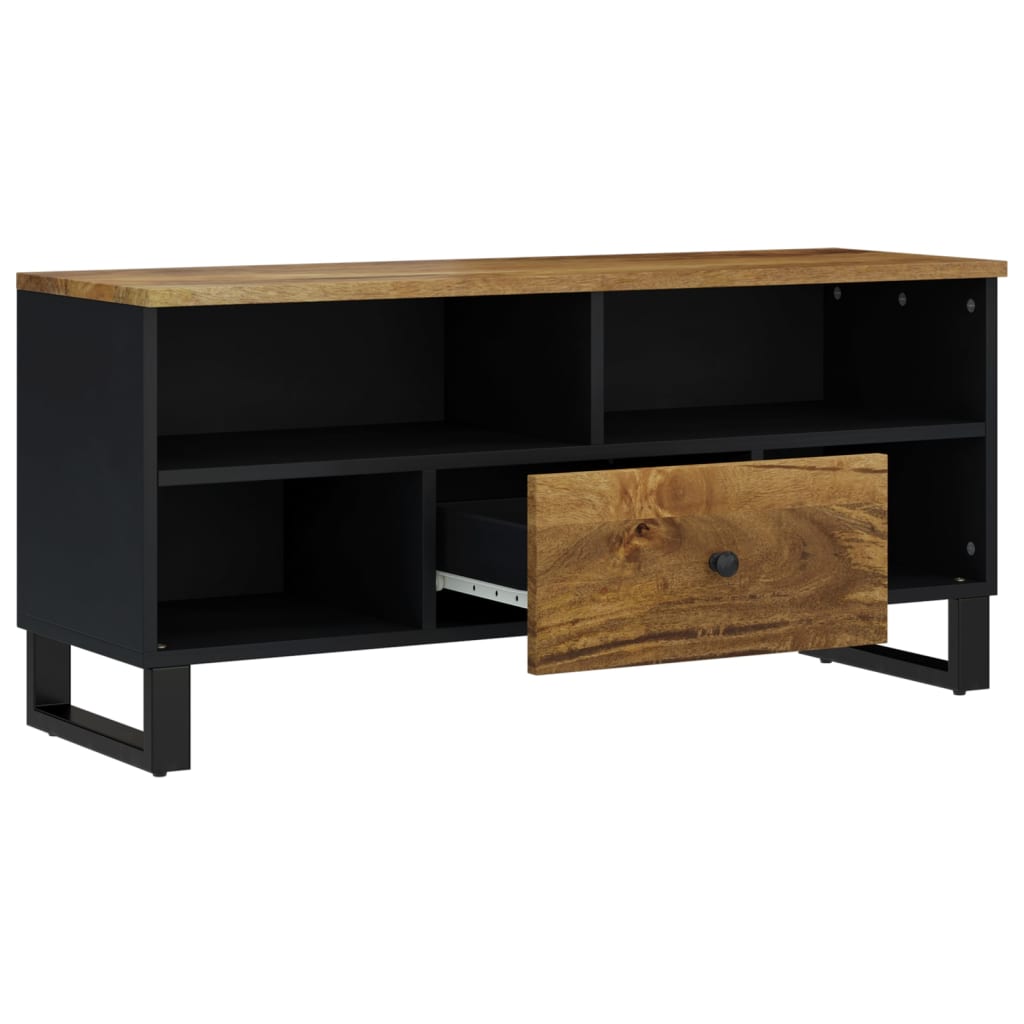 Mobile TV 100x33x46cm Legno Massello Mango e Legno Multistrato - homemem39