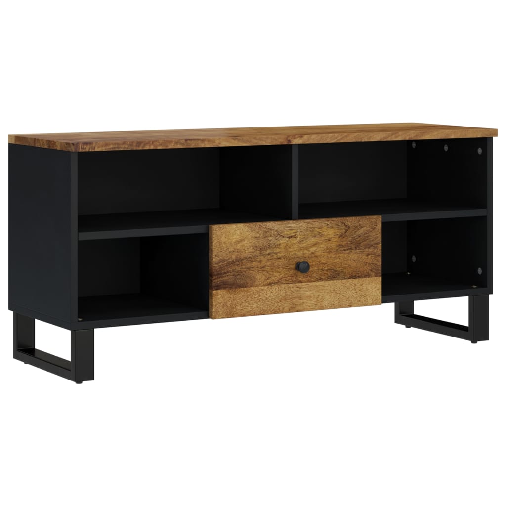 Mobile TV 100x33x46cm Legno Massello Mango e Legno Multistrato - homemem39