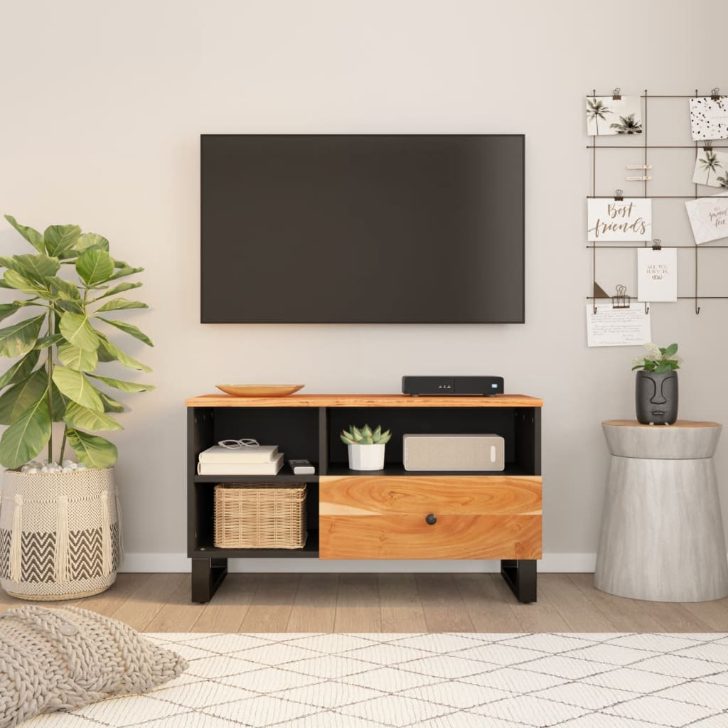 Mobile TV 80x33x46cm Legno Massello Acacia e Legno Multistrato - homemem39