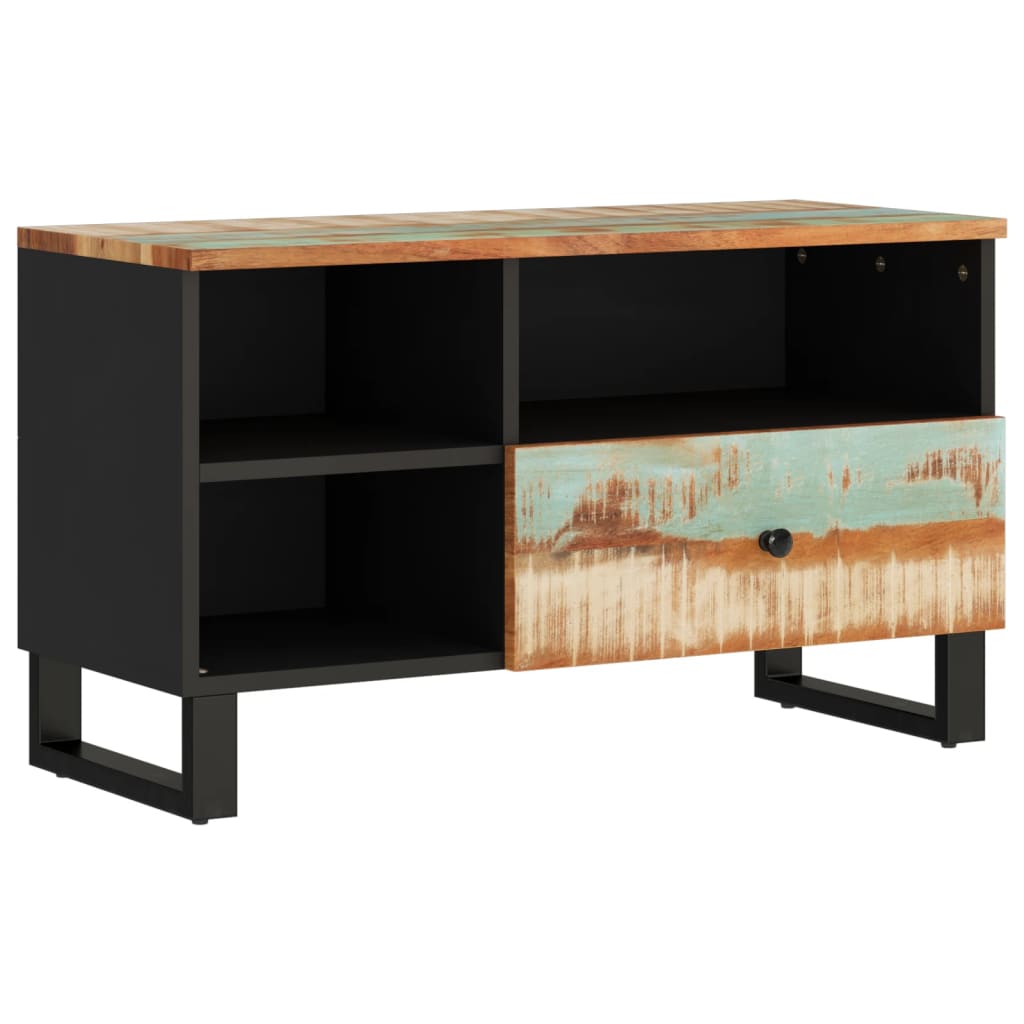 Mobile TV 80x33x46cm Legno Massello Recupero Legno Multistrato - homemem39