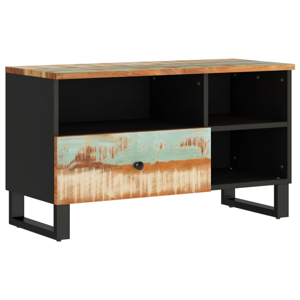 Mobile TV 80x33x46cm Legno Massello Recupero Legno Multistrato - homemem39