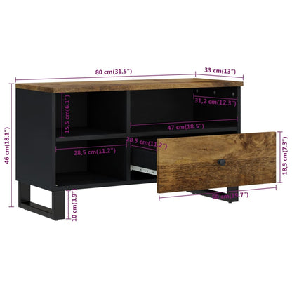 Mobile TV 80x33x46cm Legno Massello Mango e Legno Multistrato - homemem39