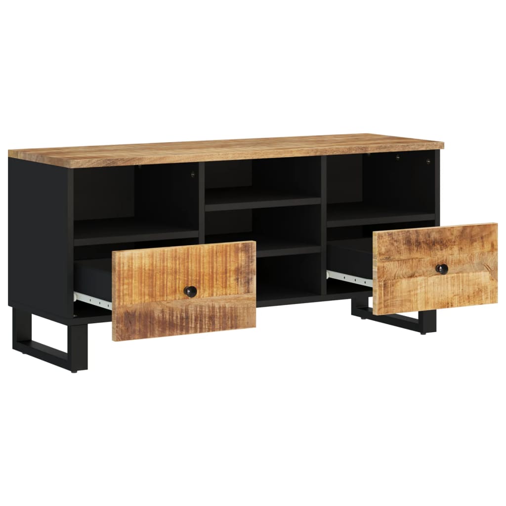 Mobile TV 100x33x46cm Legno Massello Mango e Legno Multistrato - homemem39