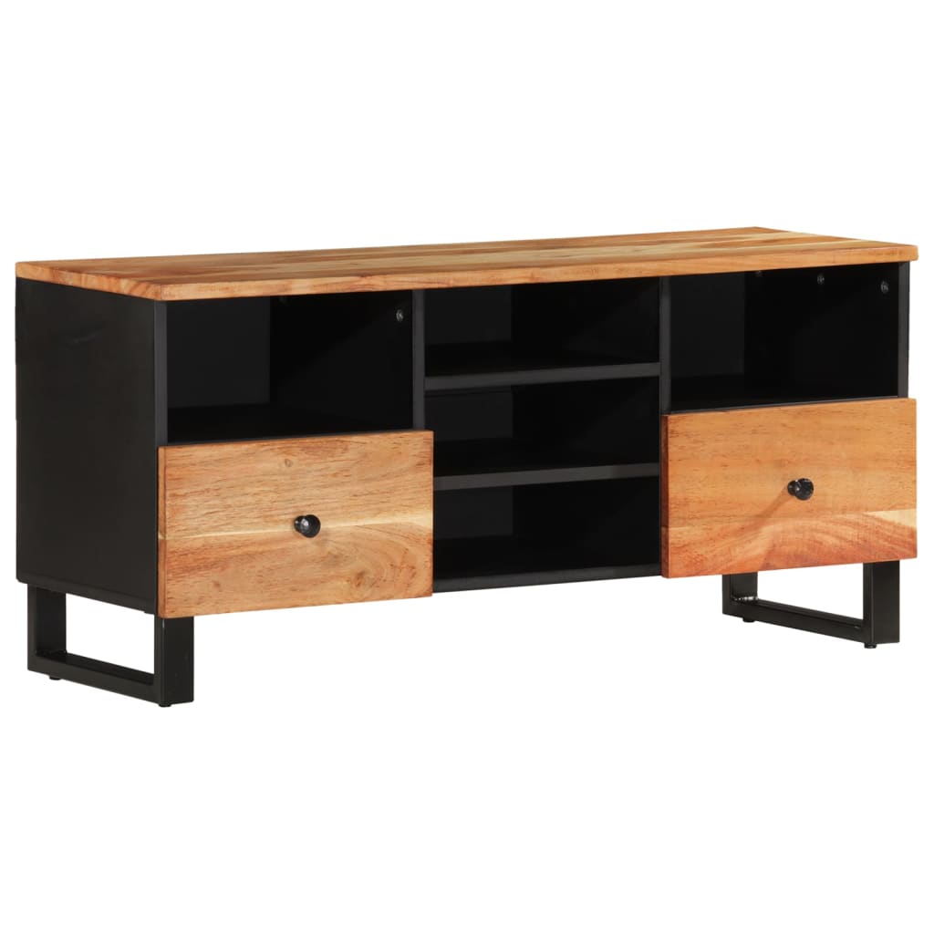 Mobile TV 100x33x46cm Legno Massello Acacia e Legno Multistrato - homemem39