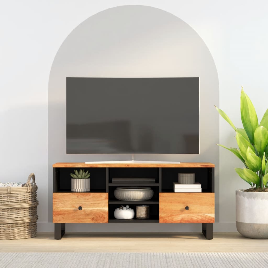 Mobile TV 100x33x46cm Legno Massello Acacia e Legno Multistrato - homemem39