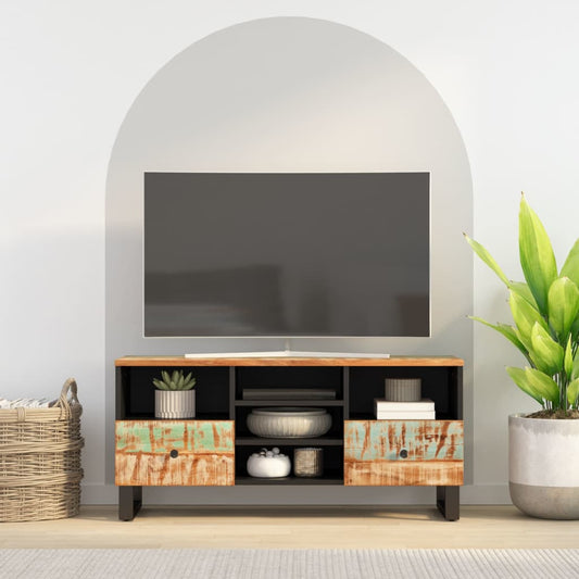 Mobile TV 100x33x46cm Legno Massello Recupero Legno Multistrato - homemem39