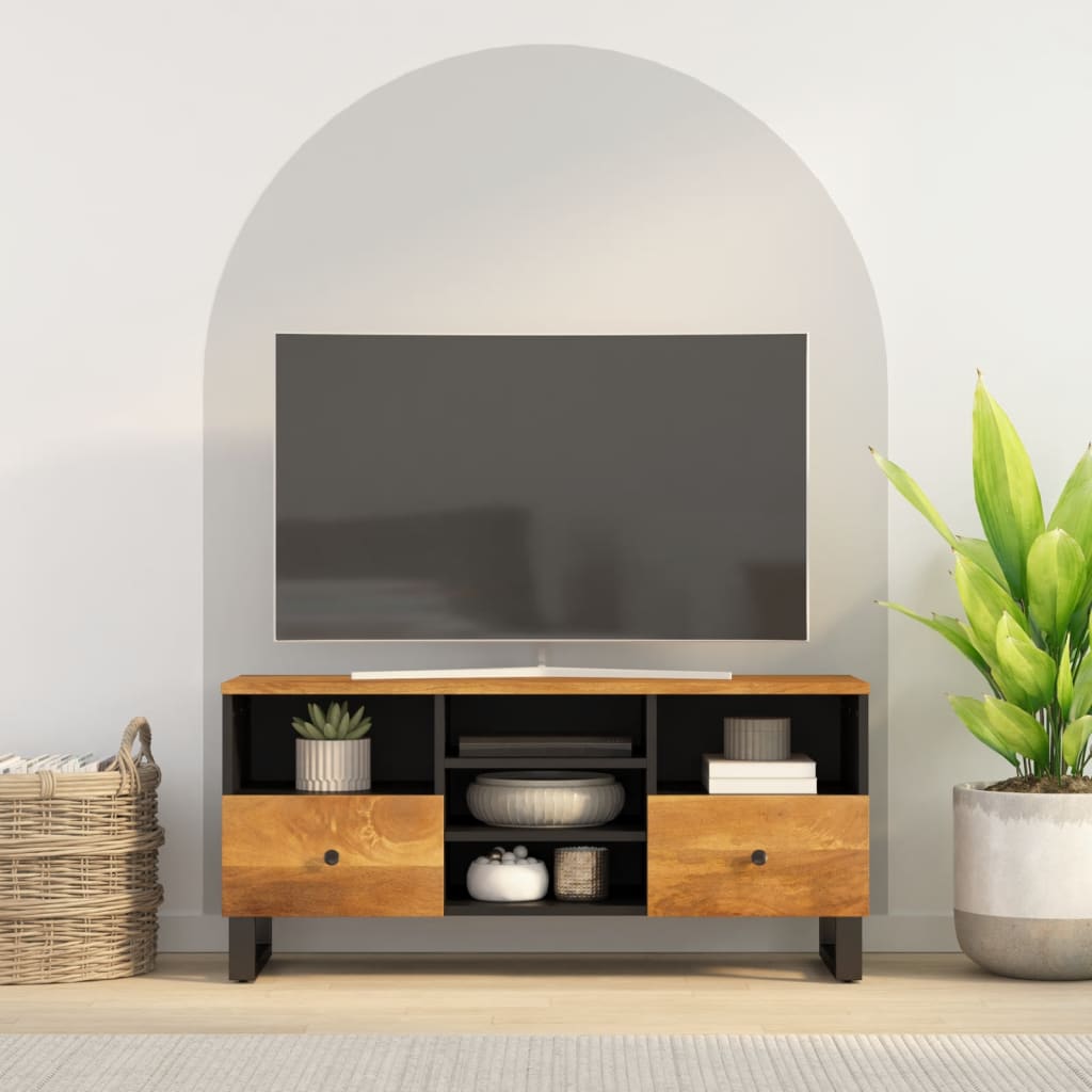 Mobile TV 100x33x46cm Legno Massello Mango e Legno Multistrato - homemem39