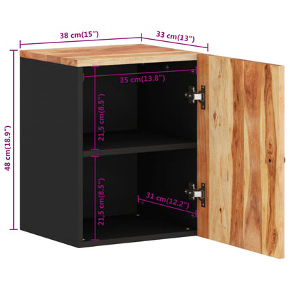 Mobile da Bagno a Parete 38x33x48cm in Legno Massello di Acacia - homemem39