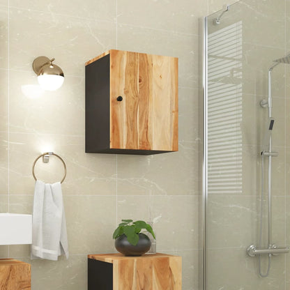 Mobile da Bagno a Parete 38x33x48cm in Legno Massello di Acacia - homemem39