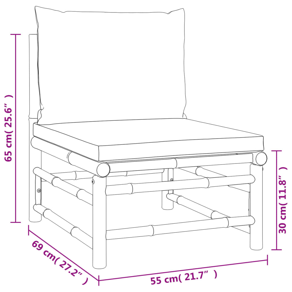 Set Salotto da Giardino 3pz con Cuscini Verdi Bambù - homemem39