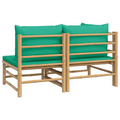 Set Salotto da Giardino 2pz con Cuscini Verdi Bambù - homemem39