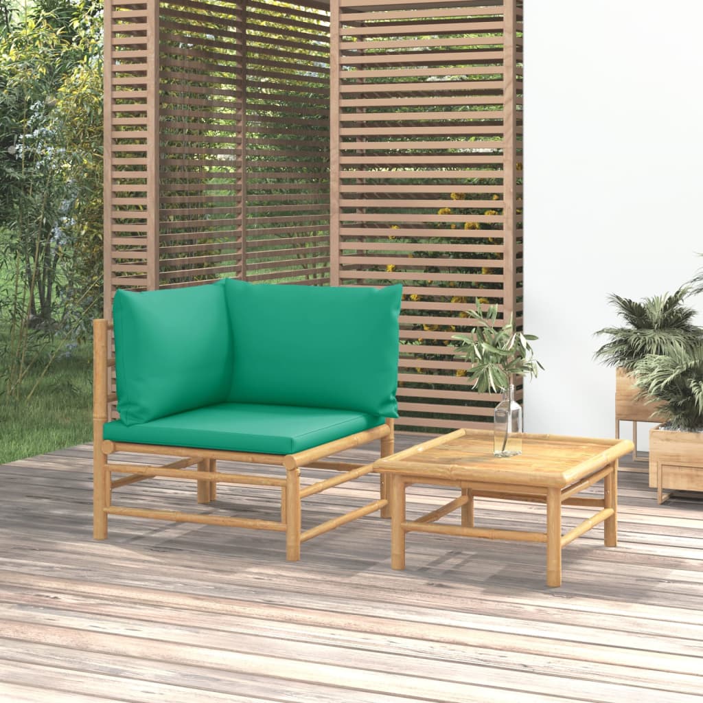 Set Salotto da Giardino 2pz con Cuscini Verdi Bambù - homemem39