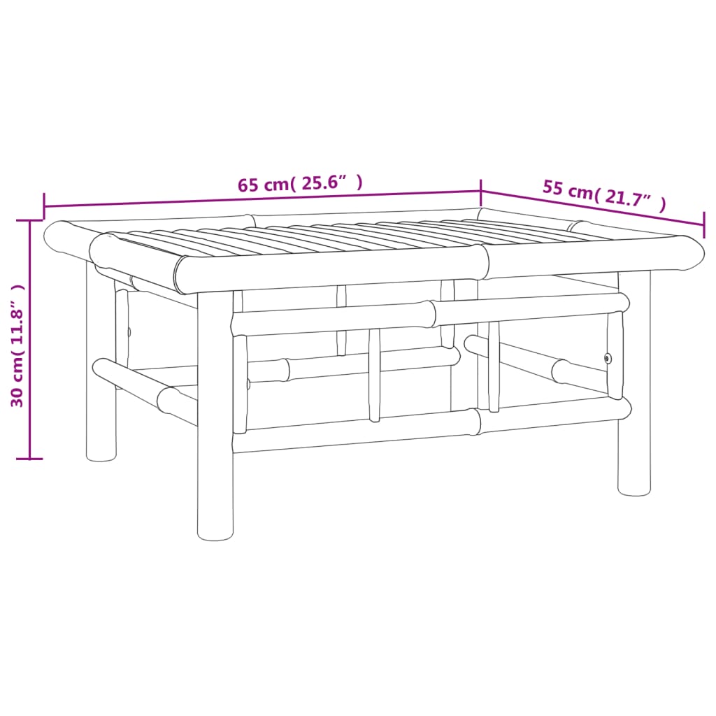 Set Salotto da Giardino 3pz con Cuscini Bianco Crema in Bambù - homemem39