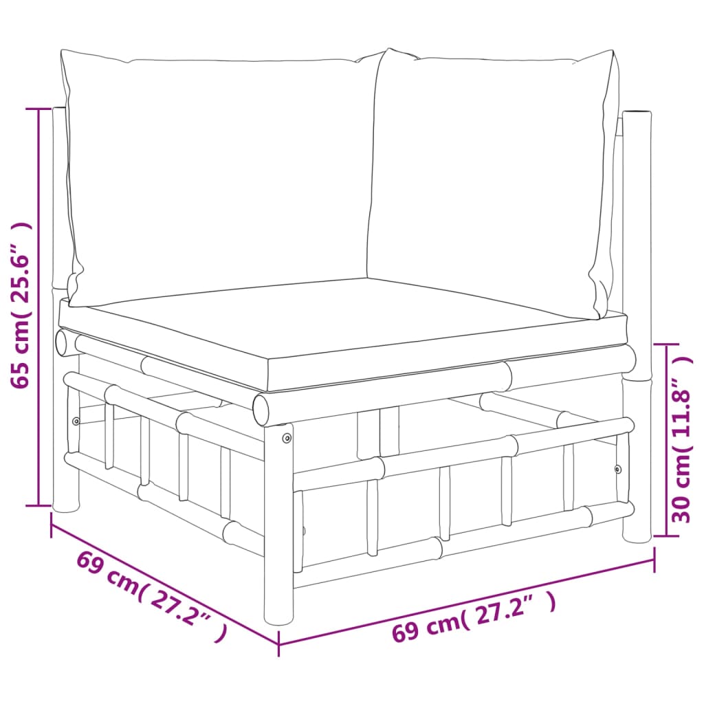 Set Salotto da Giardino 2pz con Cuscini Grigio Scuro Bambù - homemem39