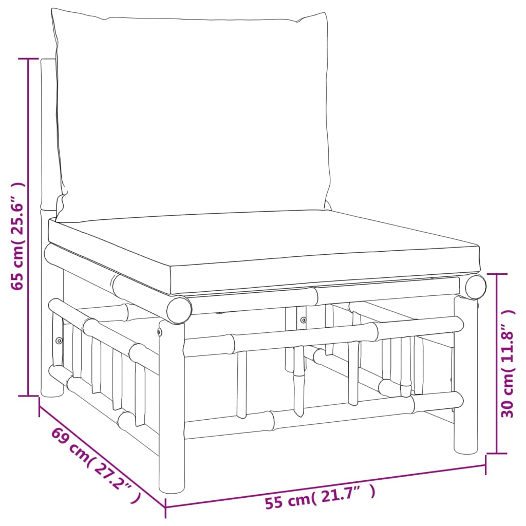 Set Salotto da Giardino 2pz con Cuscini Grigio Scuro Bambù - homemem39