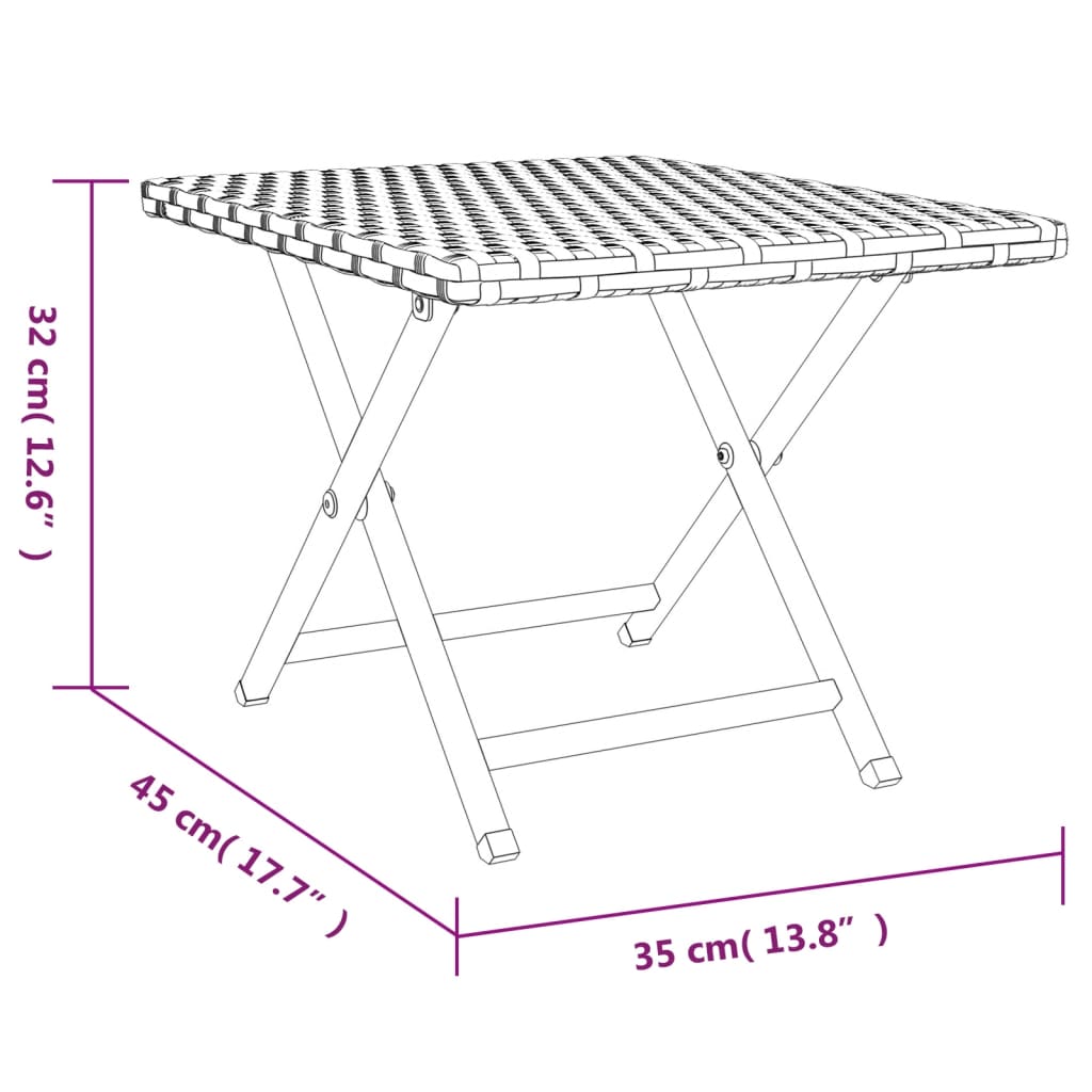 Tavolo Pieghevole Grigio 45x35x32 cm in Polyrattan - homemem39