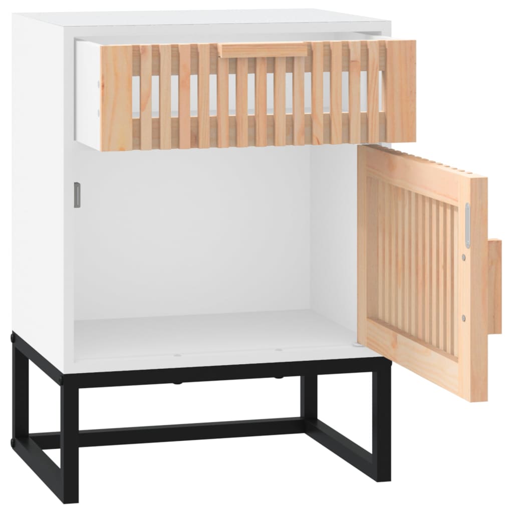 Comodini 2 pz Bianchi 40x30x55,5 cm Legno Multistrato e Ferro - homemem39