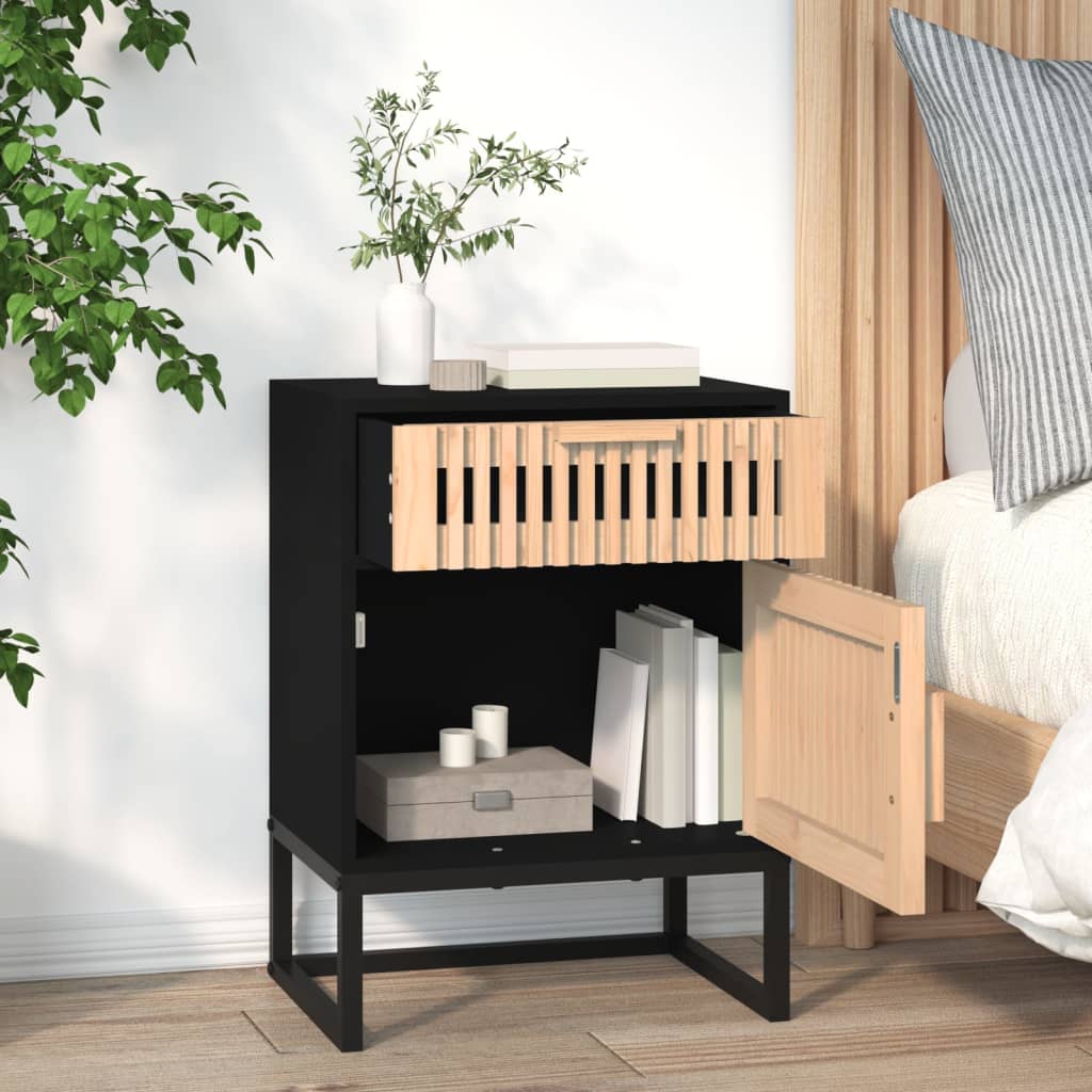 Comodini 2 pz Neri 40x30x55,5 cm Legno Multistrato e Ferro - homemem39