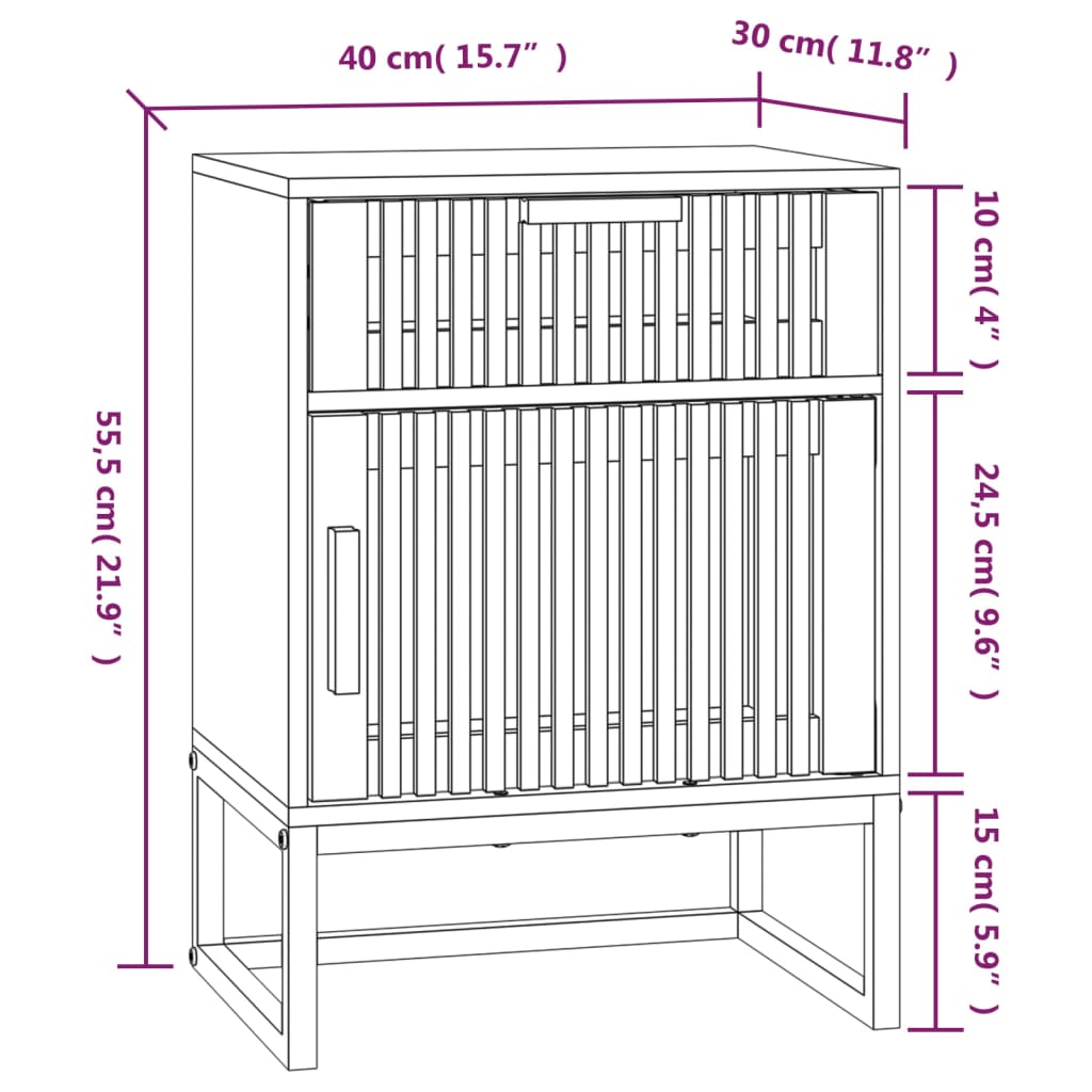 Comodini 2 pz Neri 40x30x55,5 cm Legno Multistrato e Ferro - homemem39