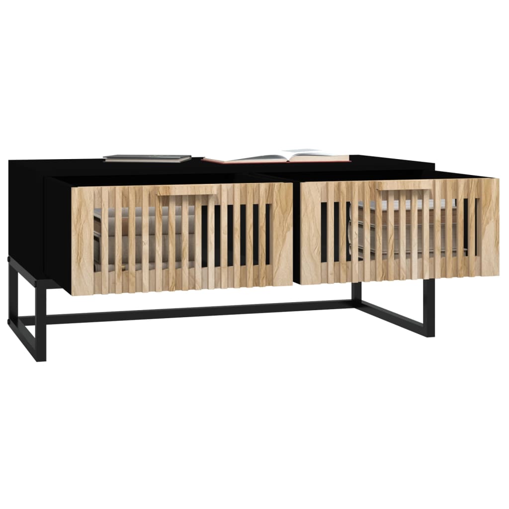 Tavolino da Salotto Nero 80x40x35 cm Legno Multistrato e Ferro - homemem39